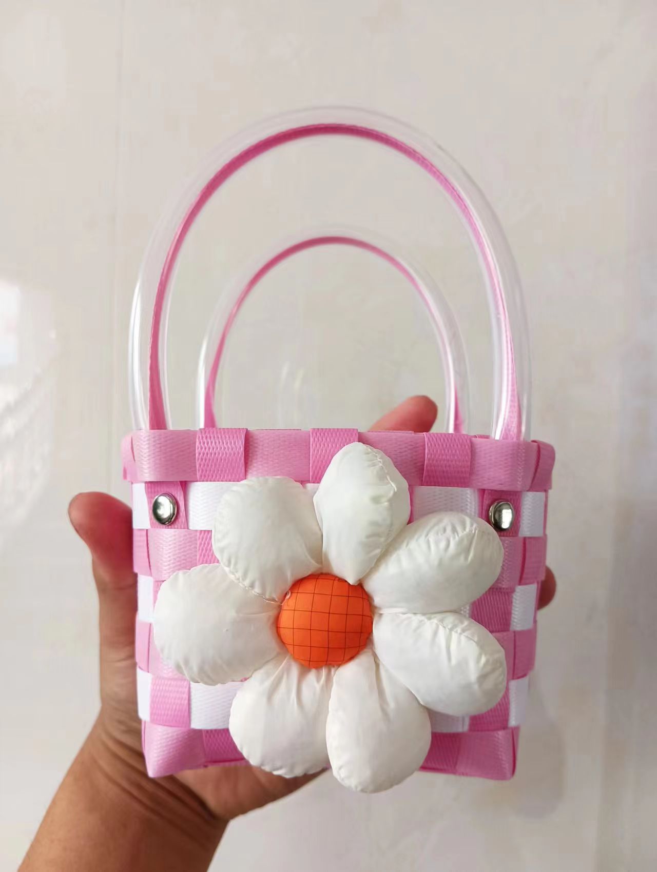 Pequeño Libro Rojo frito calle cesta de verduras bolso tejido color tejido cesta de verduras bolsa portátil cesta de dibujos animados DIY regalo