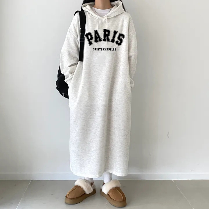 Women's Korean-style Long-sleeved Spliced Skirt for Autumn and Winter 2024 New Korean-style Printed Loose Casual Mid-length dress