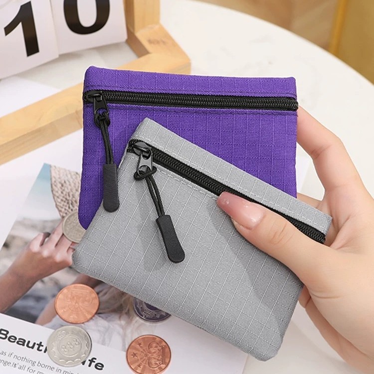 Solid Color Canvas Mini Coin Purse for Storing Cards and Coins, Waterproof Document Pouch for Cross-Border Use, in Stock