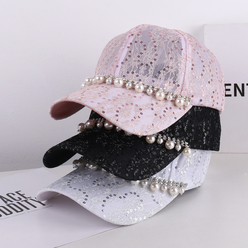 Fashionable lace baseball cap pearl