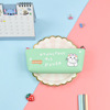 Cartoon capacious polyurethane pencil case, stationery for elementary school students, waterproof triangular storage system, Korean style, cat