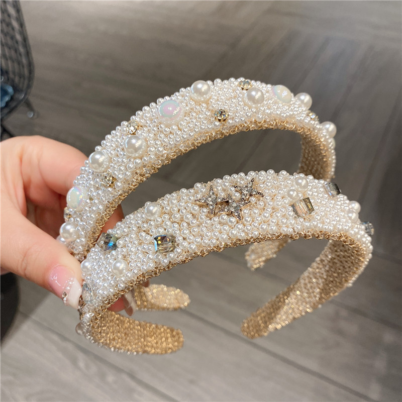 Sweet Style Women's Sweet Star Water Droplets Solid Color Imitation Pearl Hair Band