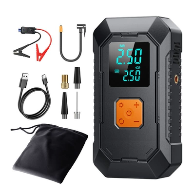Car on the line of fire Air Pump All-In-One Device, Vehicle-Mounted - inflatable-emergency-power-bank-smart-battery-jumper-cable-kit-6000mah-english-version