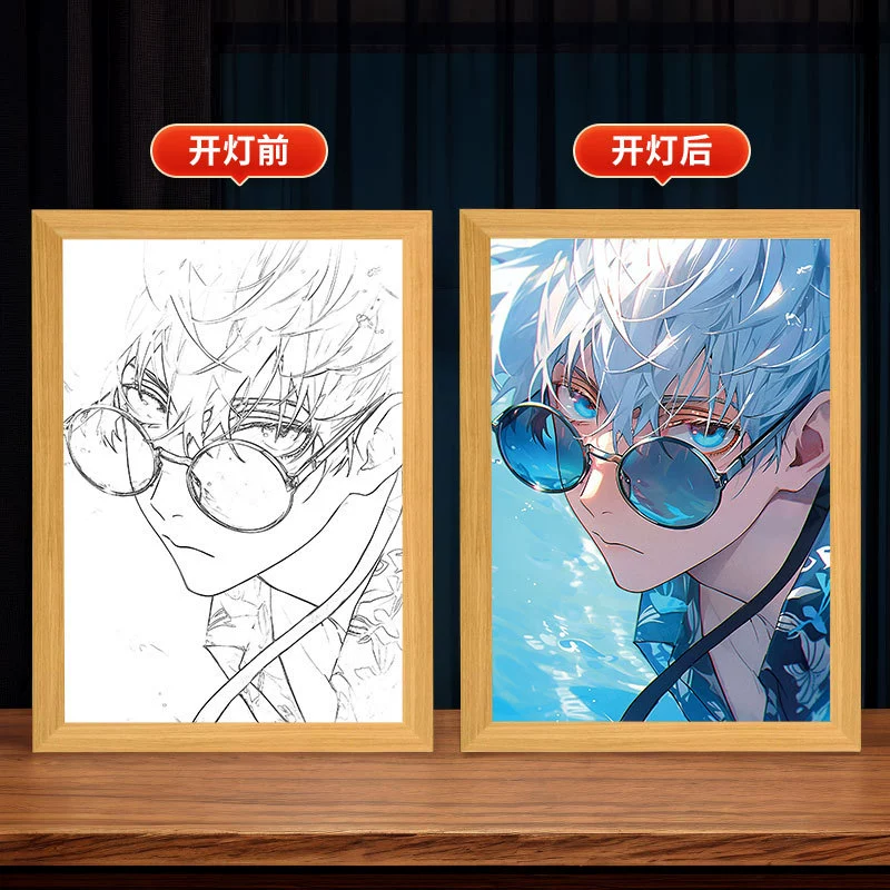 2D световой бокс-ночная лампа, дизайны Jujutsu Kaisen, смена цвета в 3 оттенка, 22×17×4.5 см