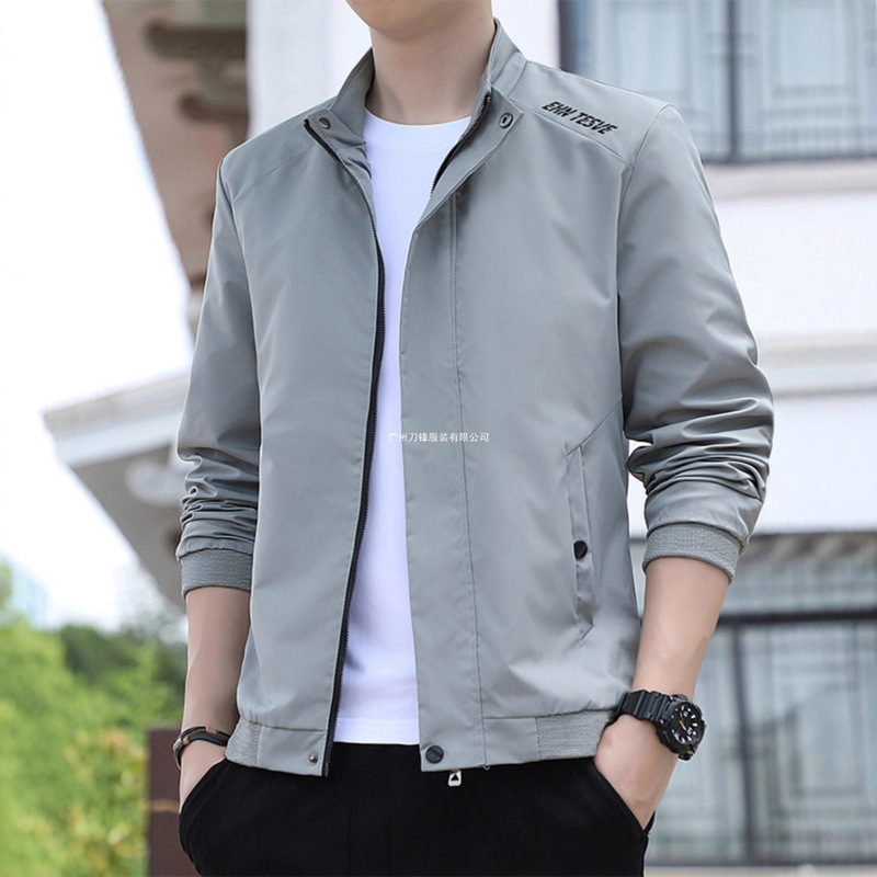 Spring and Autumn Men's Thin Jacket 2025 New Stand Collar Trendy Versatile Casual Trench Coat Men
