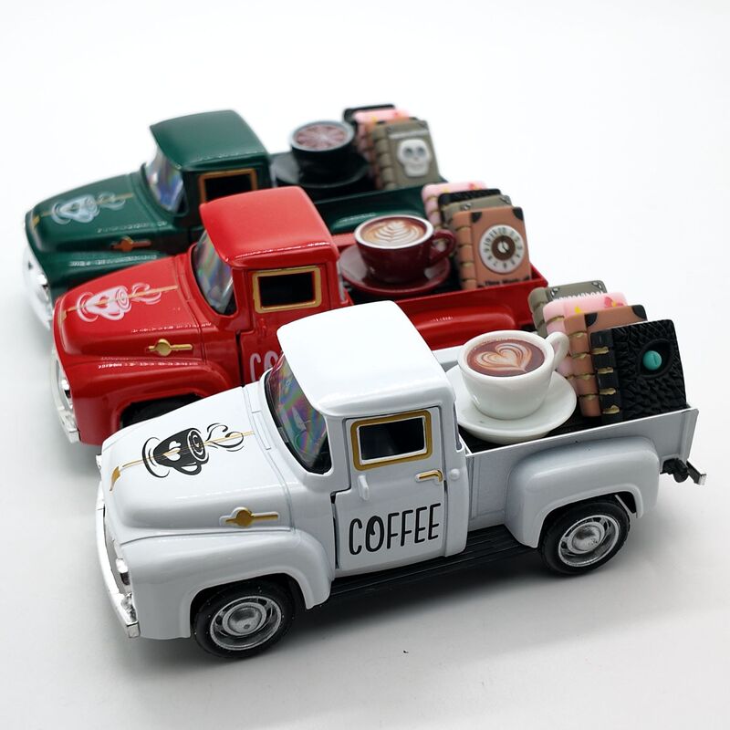 12.5cm Cross-border Retro Huili Pickup Alloy Car Model Craft Ornaments Gift COFFEE Pickup