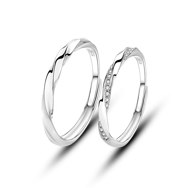 Mobius s925 plata esterlina luz año pareja anillo hombres y mujeres par de luz lujo nicho anillo abierto joyería al por mayor