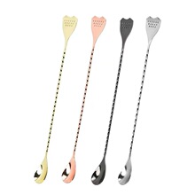 高尔夫吧勺搅拌勺304不锈钢长吧冰勺双头搅拌勺长柄鸡尾酒调酒勺