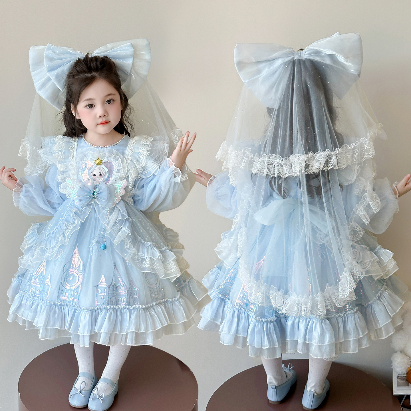 女童洛丽塔爱莎公主连衣裙25秋装新款儿童高端生日礼服蓬蓬裙艾莎
