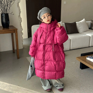 4-Color Children's Thick Long Hooded down Jacket for Boys and Girls, Wholesale Children's Clothing for Export