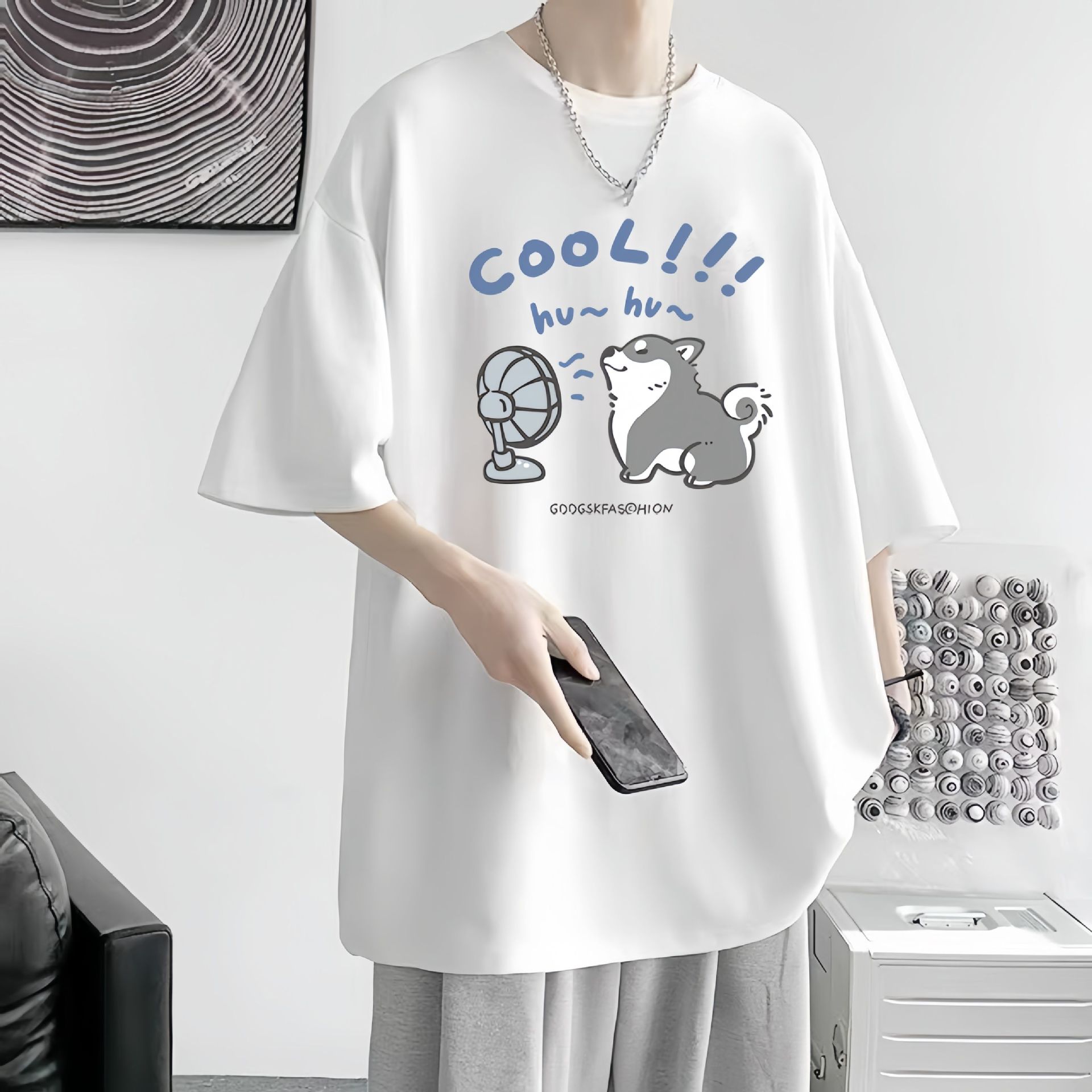 팬 개 흰색