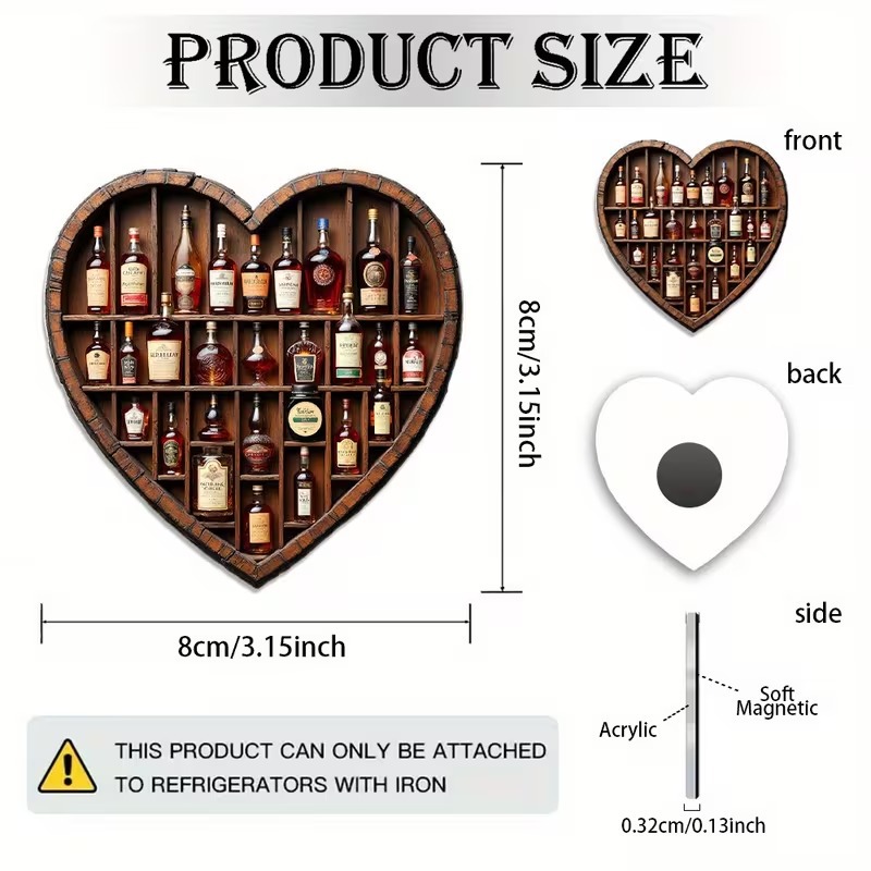 1件装亚克力酒瓶造型冰箱贴专为葡萄酒爱好者设计，适用于冰箱