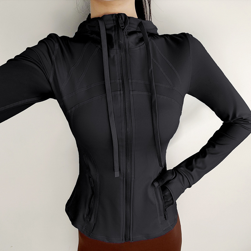 やせているIuIu春秋deflneと同じタイプのフィットネス通気性弾力ポケットランニング運動ヨガ服コート|undefined