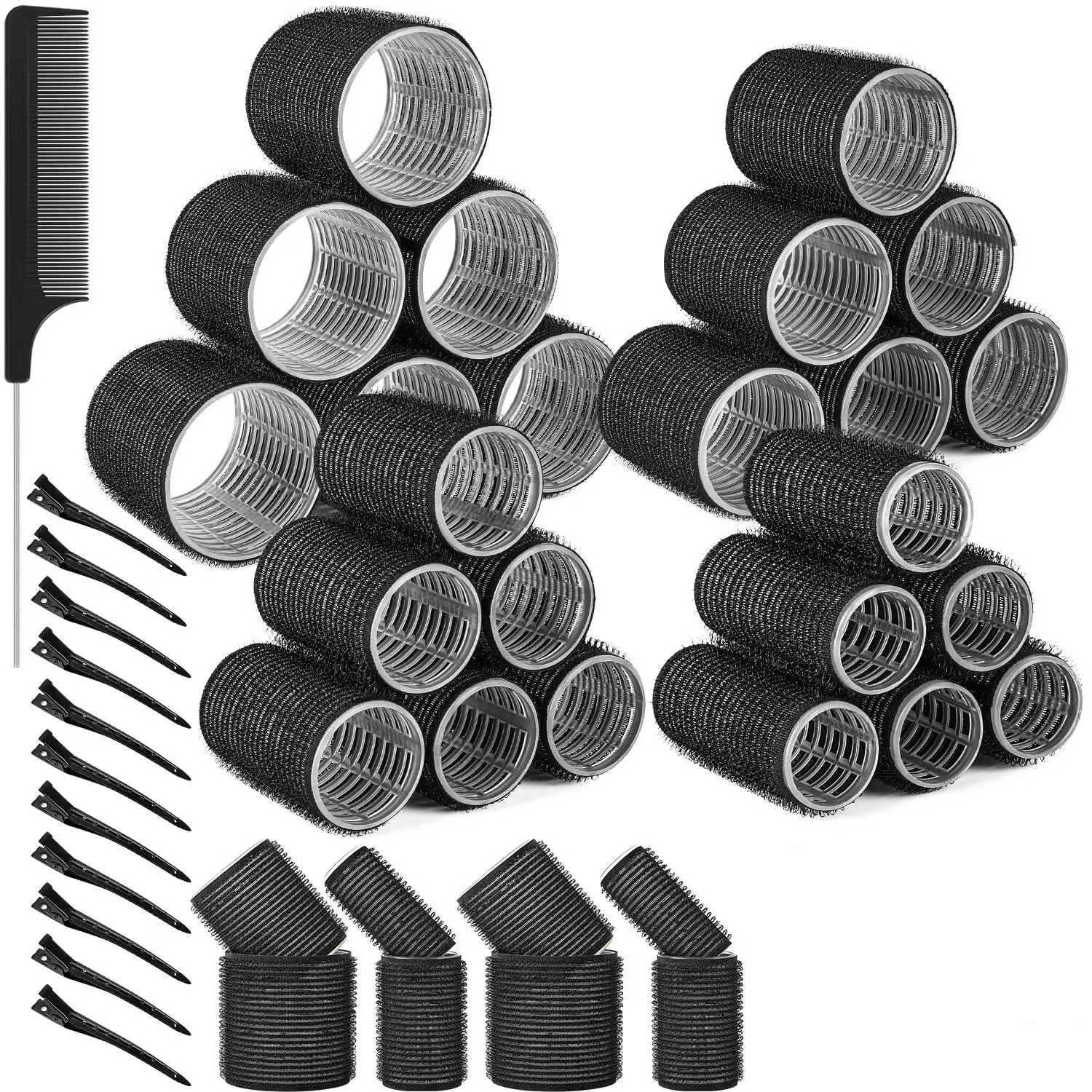 En stock suministro de Comercio Exterior Herramientas de peluquería multi-capa de plástico rizador de pelo rizador traje flequillos rizador de pelo