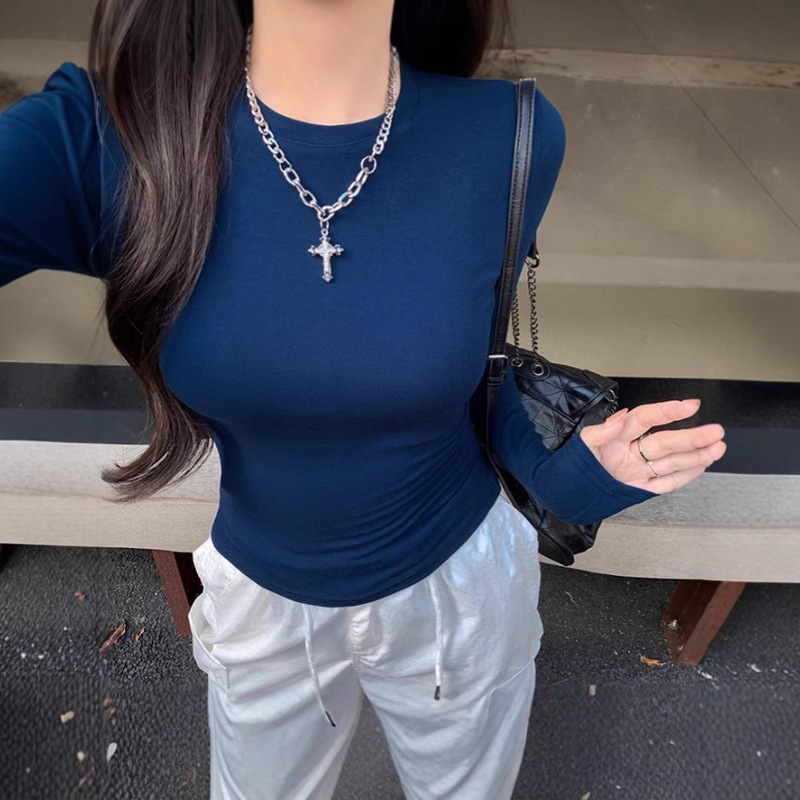 Ins Sexy Hottie Cross-Border Export Slim Short Bottoming Long-Sleeved T-Shirt for Women Basic Long-Sleeved Bottoming Top for Women Ins Sexy Hottie Cross-Border Export Slim Short Bottoming Long-Sleeved T-Shirt for Women Basic Long-Sleeved Bottoming Top for Women