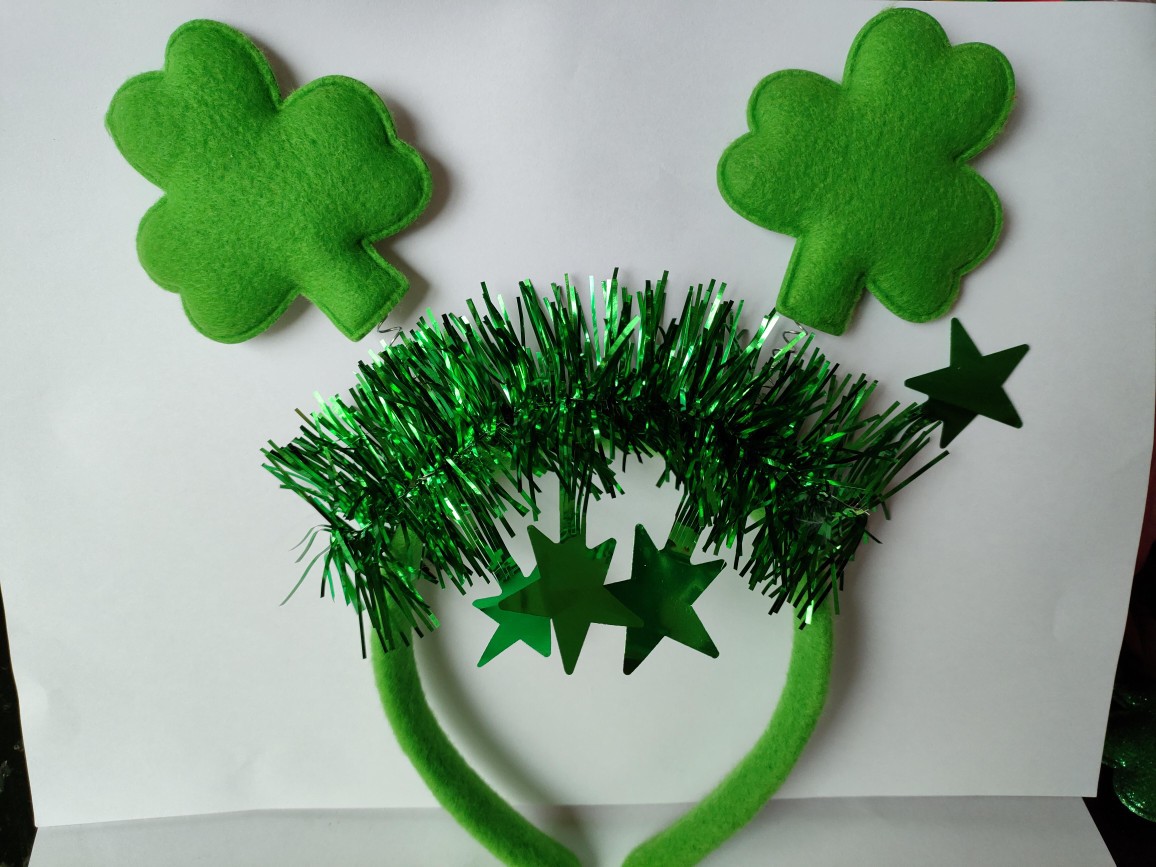 En stock irlandés Festival diadema St. Patrick trébol sombrero diadema cabeza hebilla lentejuelas arco diadema