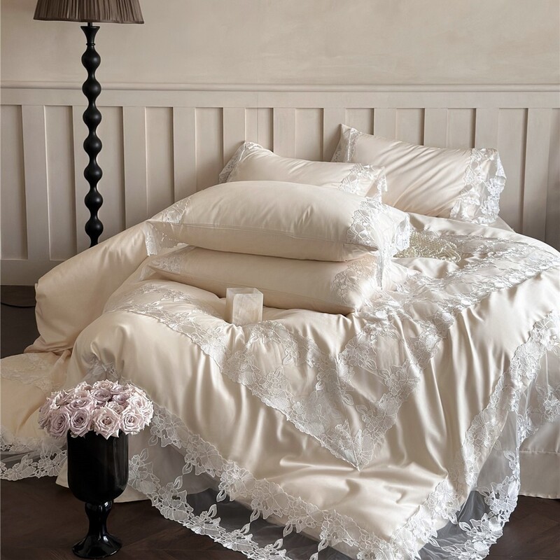 French Lace Style High-End Bedding Bedding High-End Pure Cotton Long-Staple Cotton Four-Piece Home Textile Isabella