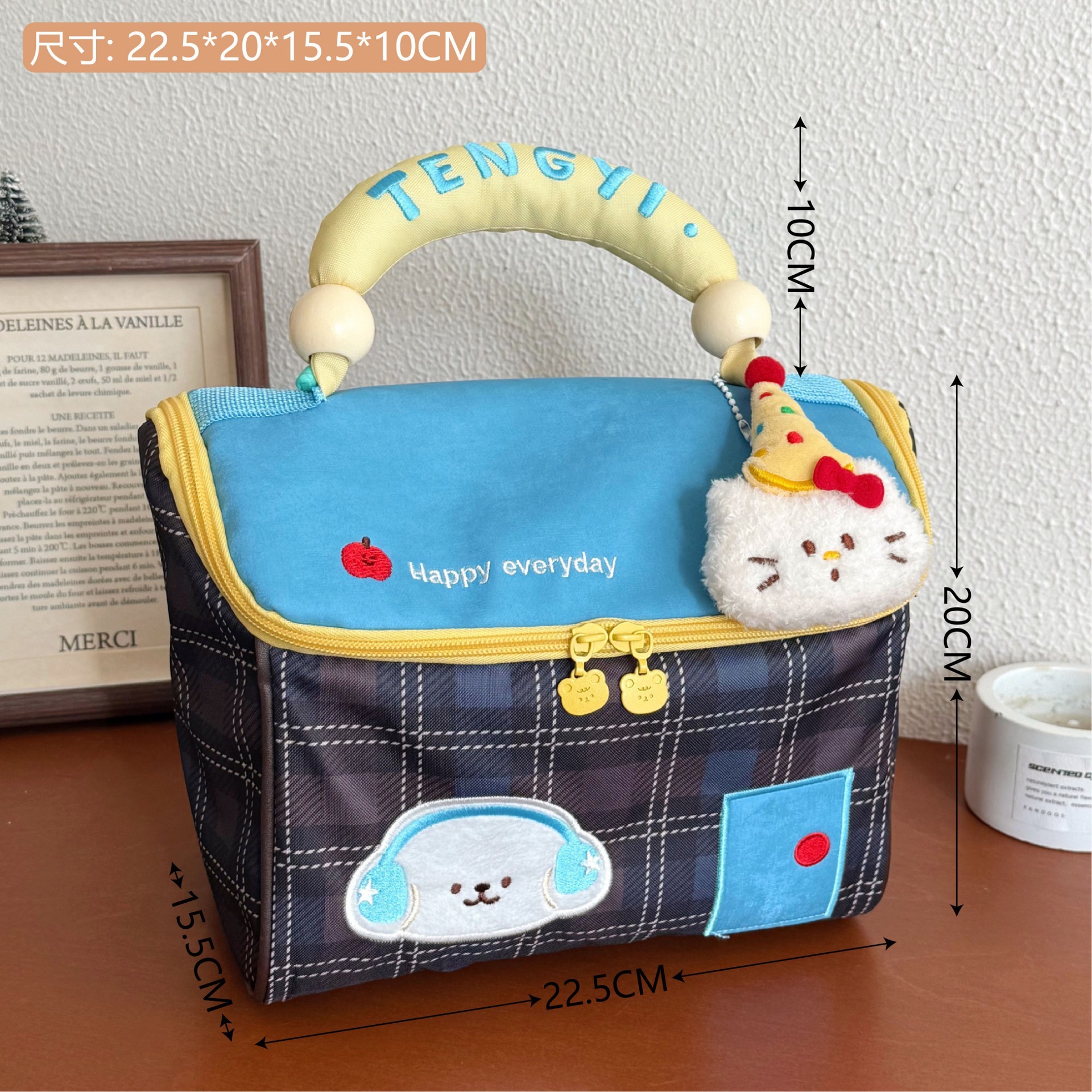 Tengyi original lindo chalet bolsa de maquillaje con regalo de mano bolsa de almacenamiento de gran capacidad bolsa de almuerzo de preservación de calor bolsa de mano