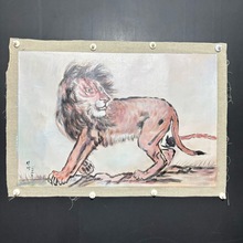 北欧现代狮子老虎油画肌理玄关轻奢客厅装饰画壁画图片