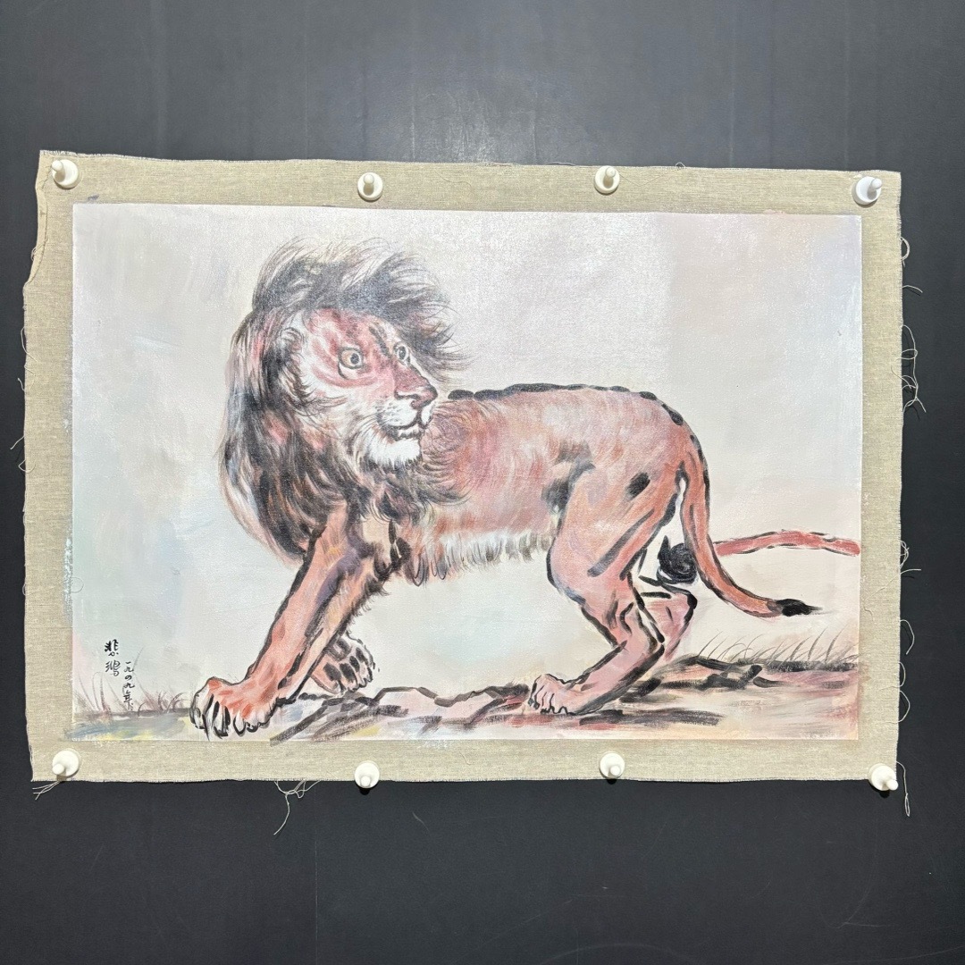 北欧现代狮子老虎油画肌理玄关轻奢客厅装饰画壁画图片