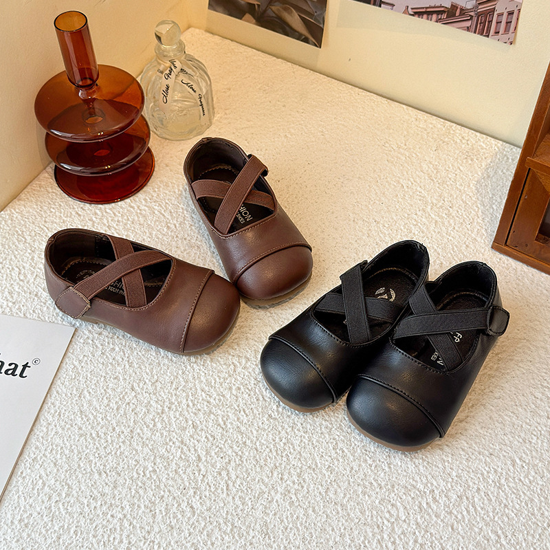 Children's Spring & Fall New Korean Style Small Leather Shoes, Fashionable and Versatile Princess Shoes, Soft-Soled Non-Slip Square Shoes, Performance Dance Shoes