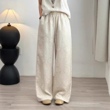 25秋季新品提花时尚直筒休闲裤女装松紧腰显瘦新款宽松休闲裤