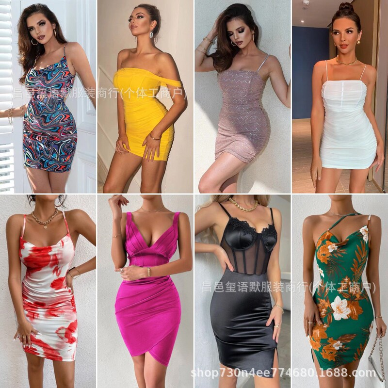 Cross-Border Shein European and American Style Bodycon Dress Spring and Summer Women's Fashion Hot Girl Fashion Wholesale