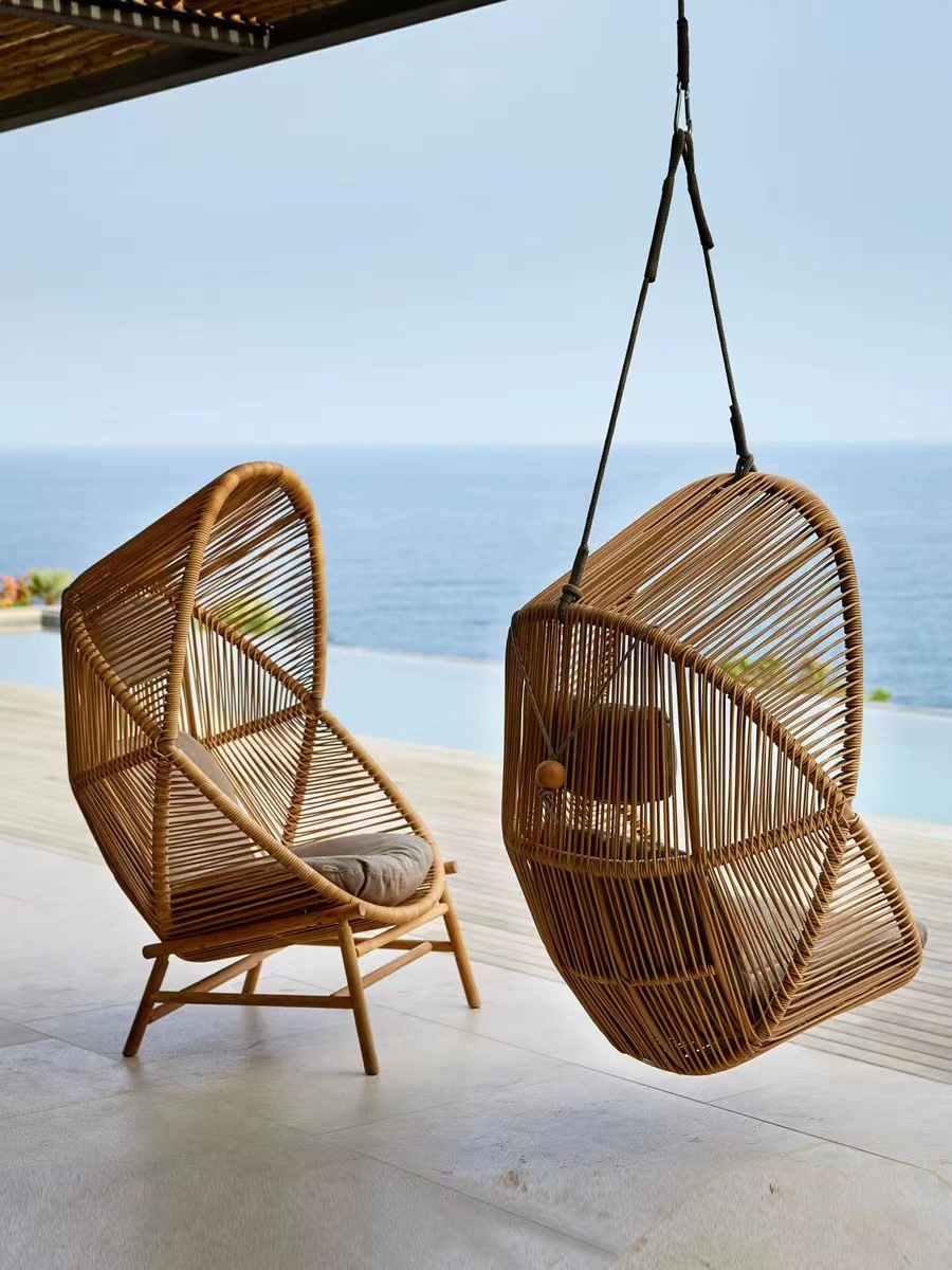 Outdoor cottage courtyard wicker birdhouse balcony hanging basket rocking chair social media swing lazy swing single leisure sofa