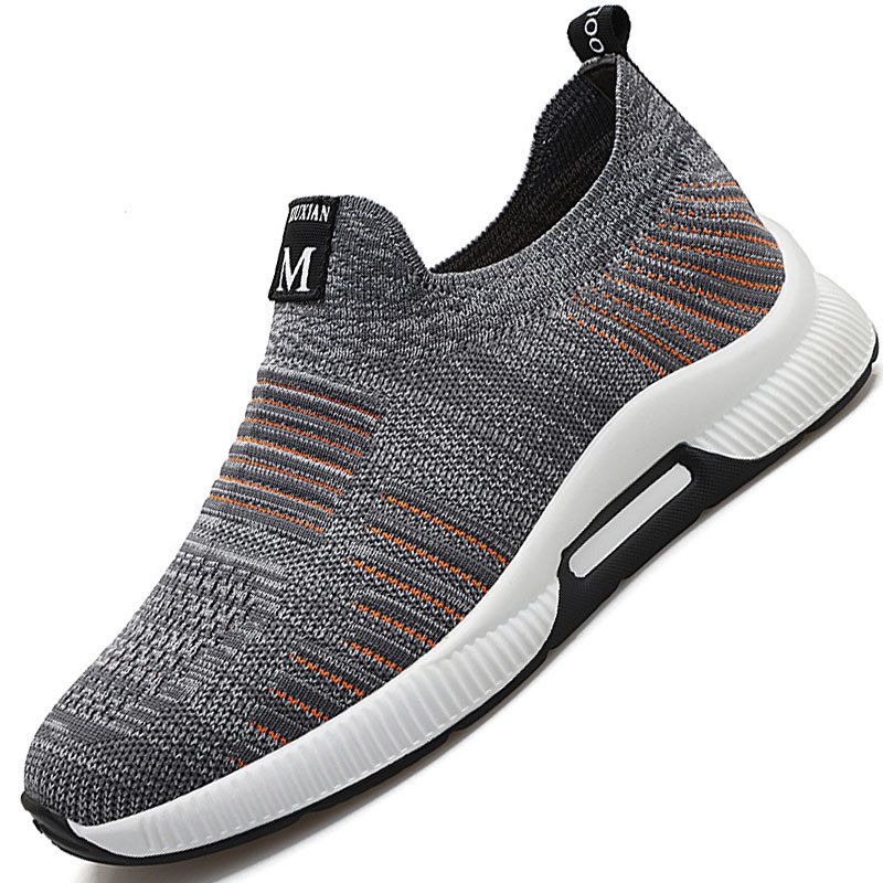 飞织懒人套脚低帮潮鞋隐形内增高6cm男鞋2021春季新款休闲运动鞋