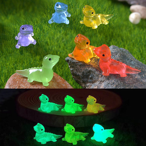 Cross-border cute luminous cute little lizard micro-landscape gardening small decoration cartoon DIY materials resin handicrafts