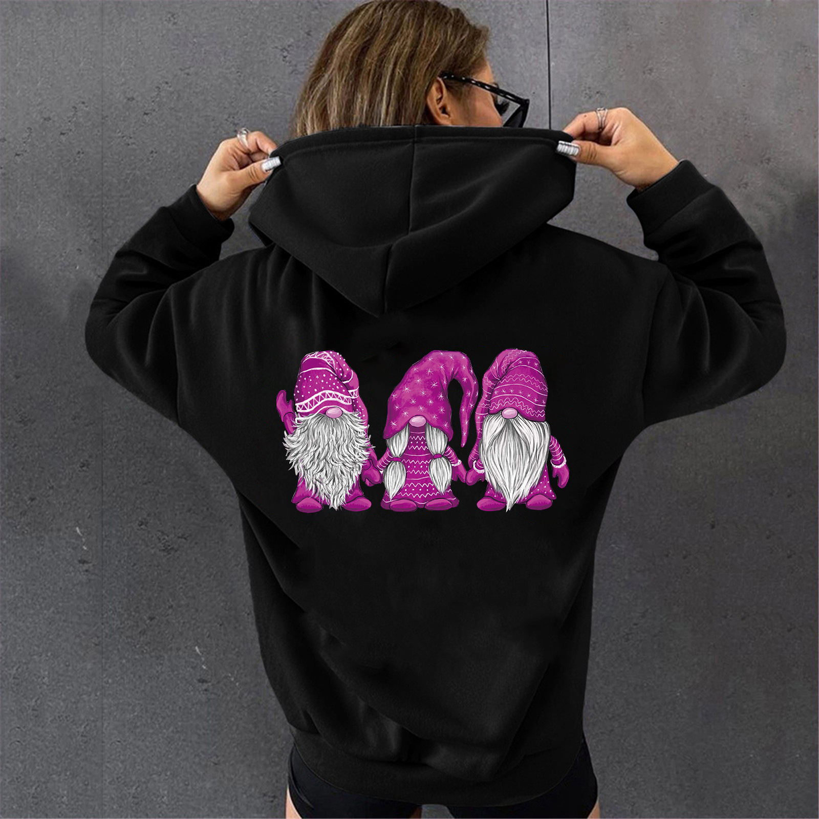 Polyester Fabric Type Long Top Length Hoodie Tops Type Hoodies & Sweatshirts Long Sleeve Thermal Transfer Printing Casual Santa Claus