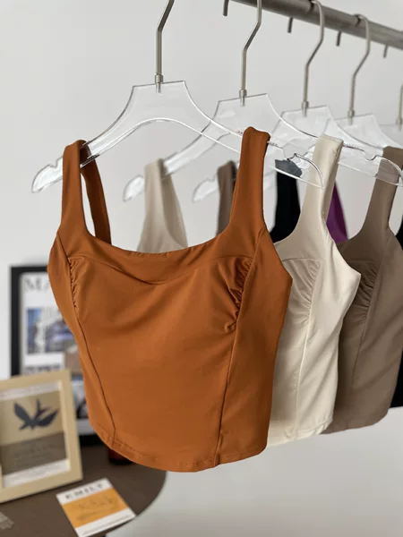 Maillard sports vest Women's Mid-length yoga clothes fitness top comfortable one-piece chest pad outer vest