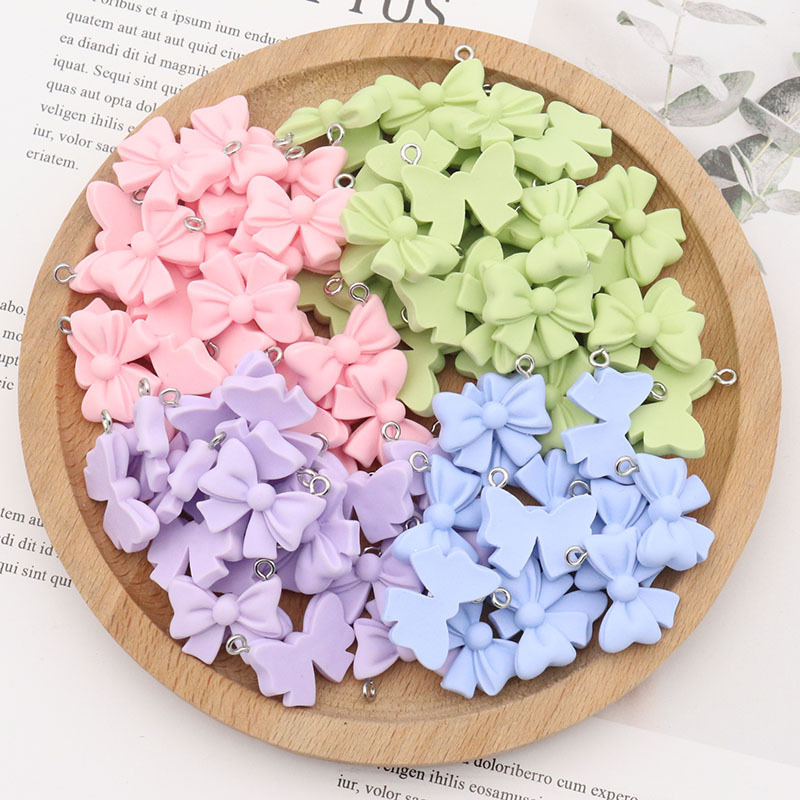Resin color candy color fresh bowknot girl keychain earrings earrings pendant diy jewelry accessories