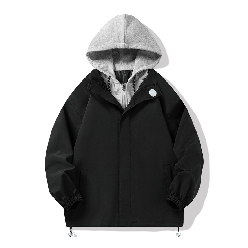 20234 nuevo otoño estilo coreano falso de dos piezas chaqueta con capucha chaqueta casual de moda ropa suelta superior Hong Kong estilo hombres