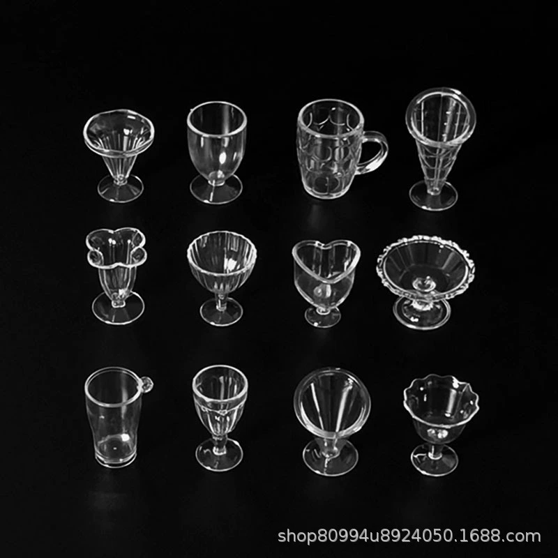 Набор из 12 предметов еда игровая чашка DIY ручной работы глиняные аксессуары мини-моделирование чашка пластиковая Пломбир Хрустальная чашка оптовая продажа с фабрики