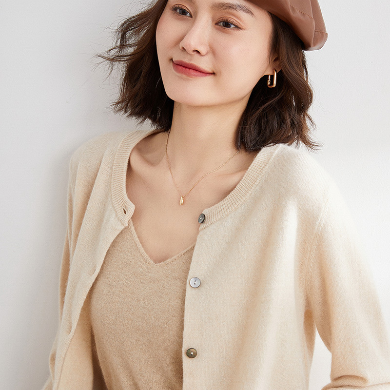 Cardigan Coat Women's New Knitted Cardigan Women's Age-reducing Long-sleeved Crewneck Sweater Cardigan All-match Knitted Coat Women's Clothing
