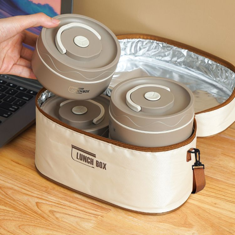 304 caja de almuerzo de acero inoxidable ronda horno de microondas calefacción multi-capa caja de almuerzo forro desmontable caja de almuerzo traje