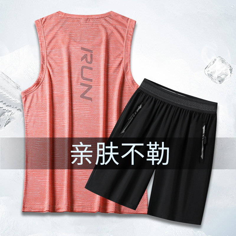 Verano running sports suit hombre entrenamiento de maratón atletismo ligero cool suit chaleco suelto hombre image 13