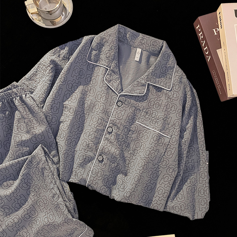 Nube de algodón pijama hombre primavera, otoño, invierno 2024 nuevo pantalón de manga larga cardigan para hombres set de ropa de hogar