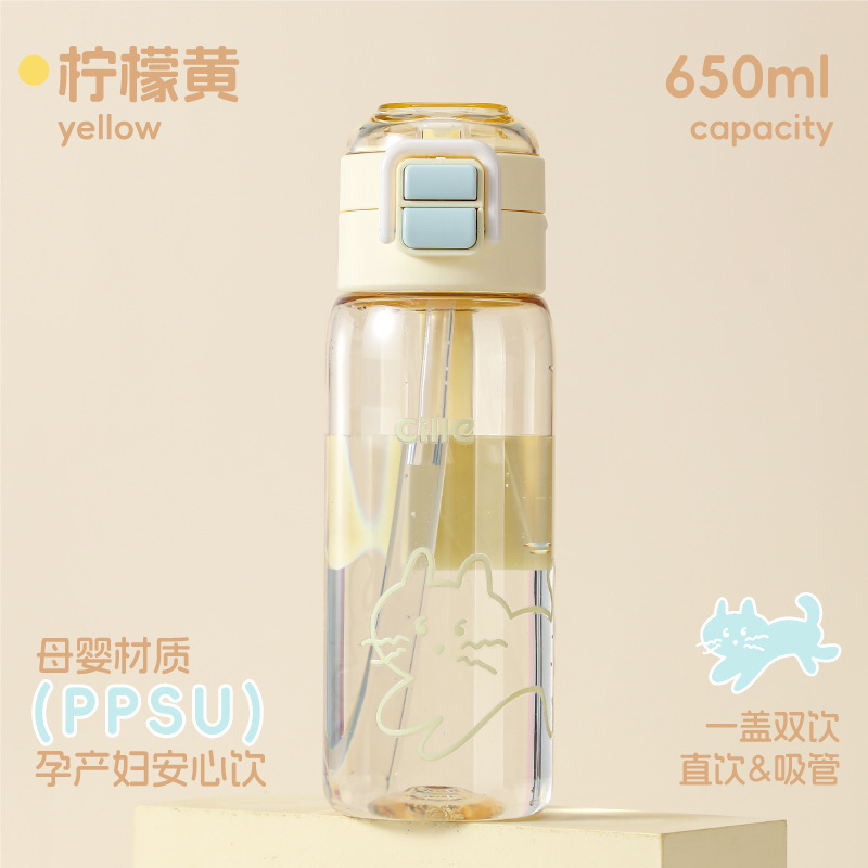 希乐吸管杯ppsu水杯女新款2025高颜值儿童杯子学生上学专用水壶|undefined