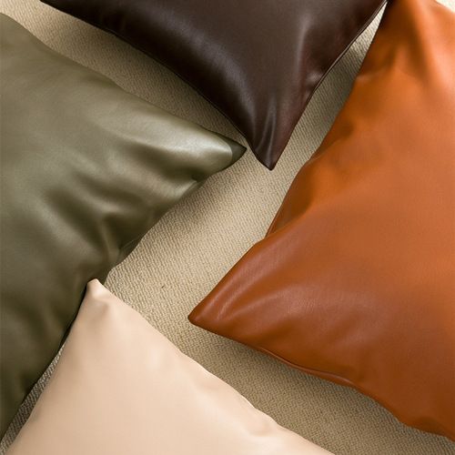 Soft imitation cowhide, light luxury pillowcase leather texture, lumbar pillow, living room sofa, technology cloth cushion, imitation leather cushion