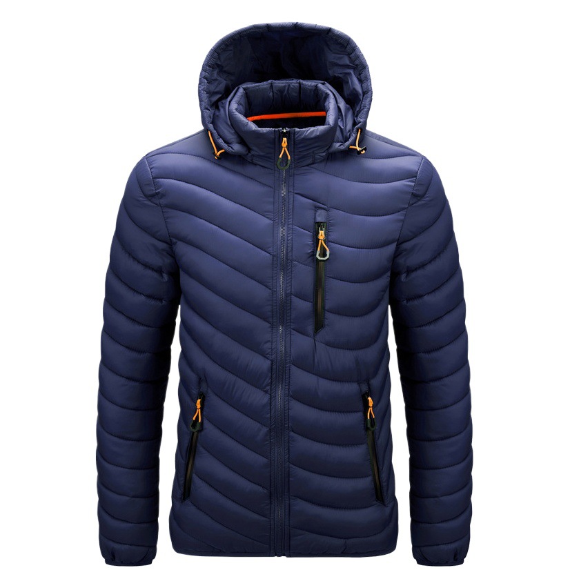 Abrigo acolchado de algodón de otoño e invierno transfronterizo abrigo ligero casual de hombre con capucha desmontable Plus tamaño Abrigo acolchado de algodón entrega de fábrica