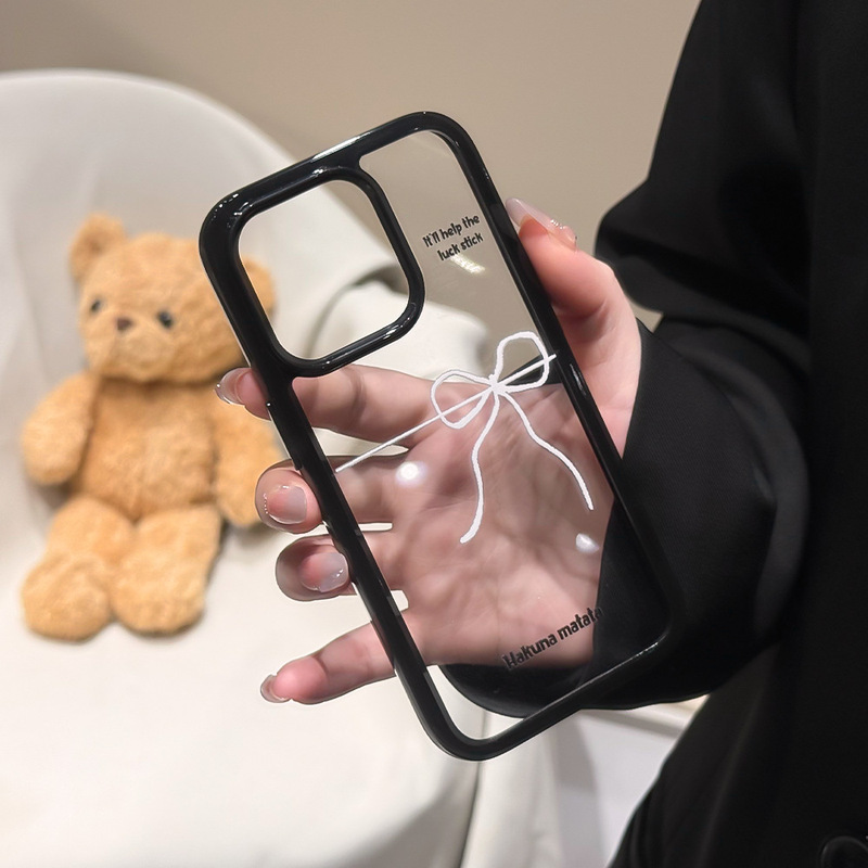 ins风爱心蝴蝶结支架适用苹果16PRO手机壳亚克力透明iPhone14/15|undefined
