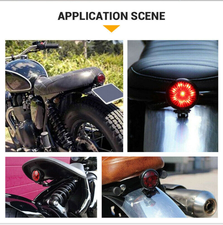 Harley cruiser motorcycle modification accessories retro metal LED rear tail light brake light small round light