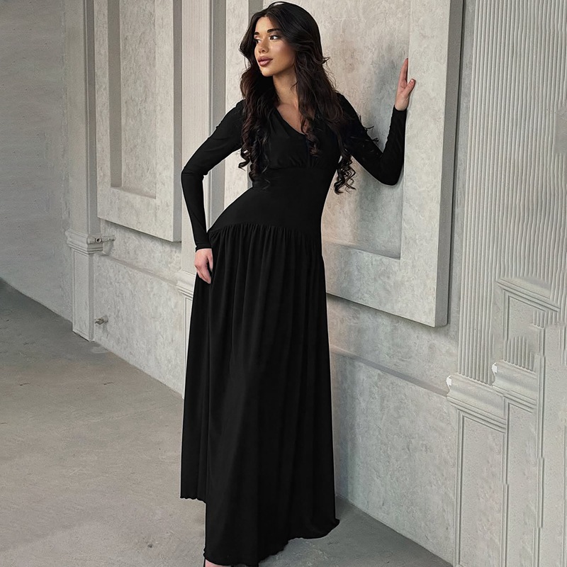 Hot-Selling Women's Fashion 2025 Summer New Fashionable Elegant Slim Waist Long Sleeve Dress Wholesale_ecoleips.com