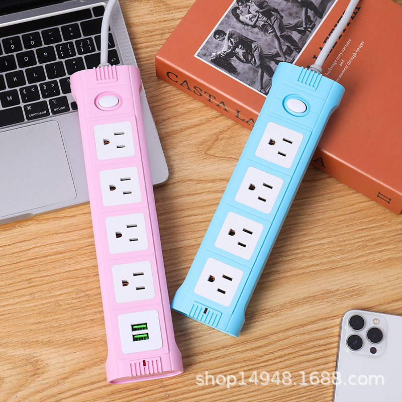 K84#厂家直销美式排插家用2米大功率插座插线板办公室转换插座