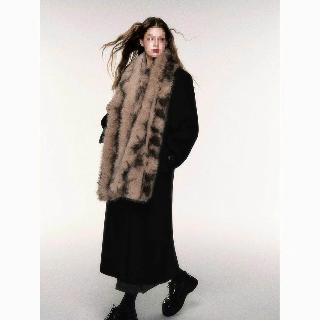 Retro keep warm universal double-sided genuine brand scarf