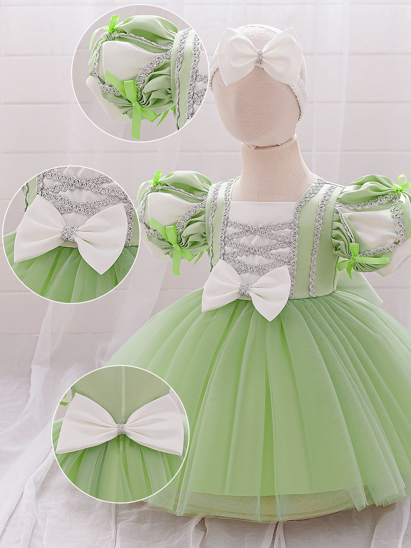 Blancanieves ropa de espectáculo para niños niñas linterna de tela de malla vestido de satin vestido de cumpleaños image 5
