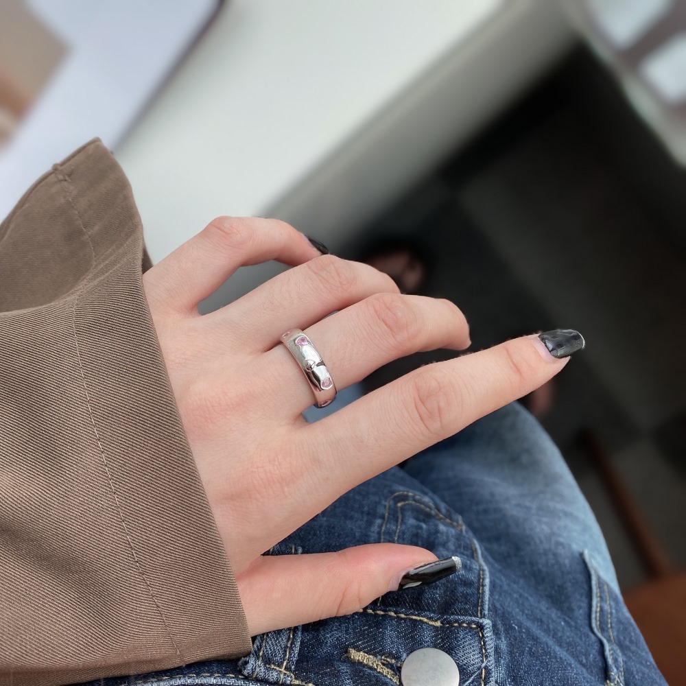 Fashion Heart Shape Sterling Silver Plating Zircon Open Ring