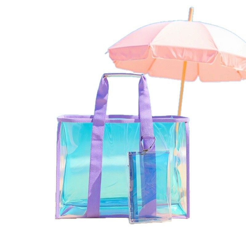 Amazon láser colorido transparente bolsa de gran capacidad bolsa de playa bolsa de damas almacenar vacaciones en la playa nadar